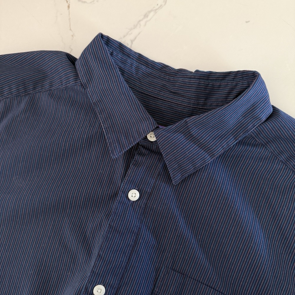 Patagonia Mens L Navy Organic Cotton Short Sleeve Button Down Shirt M's To Go